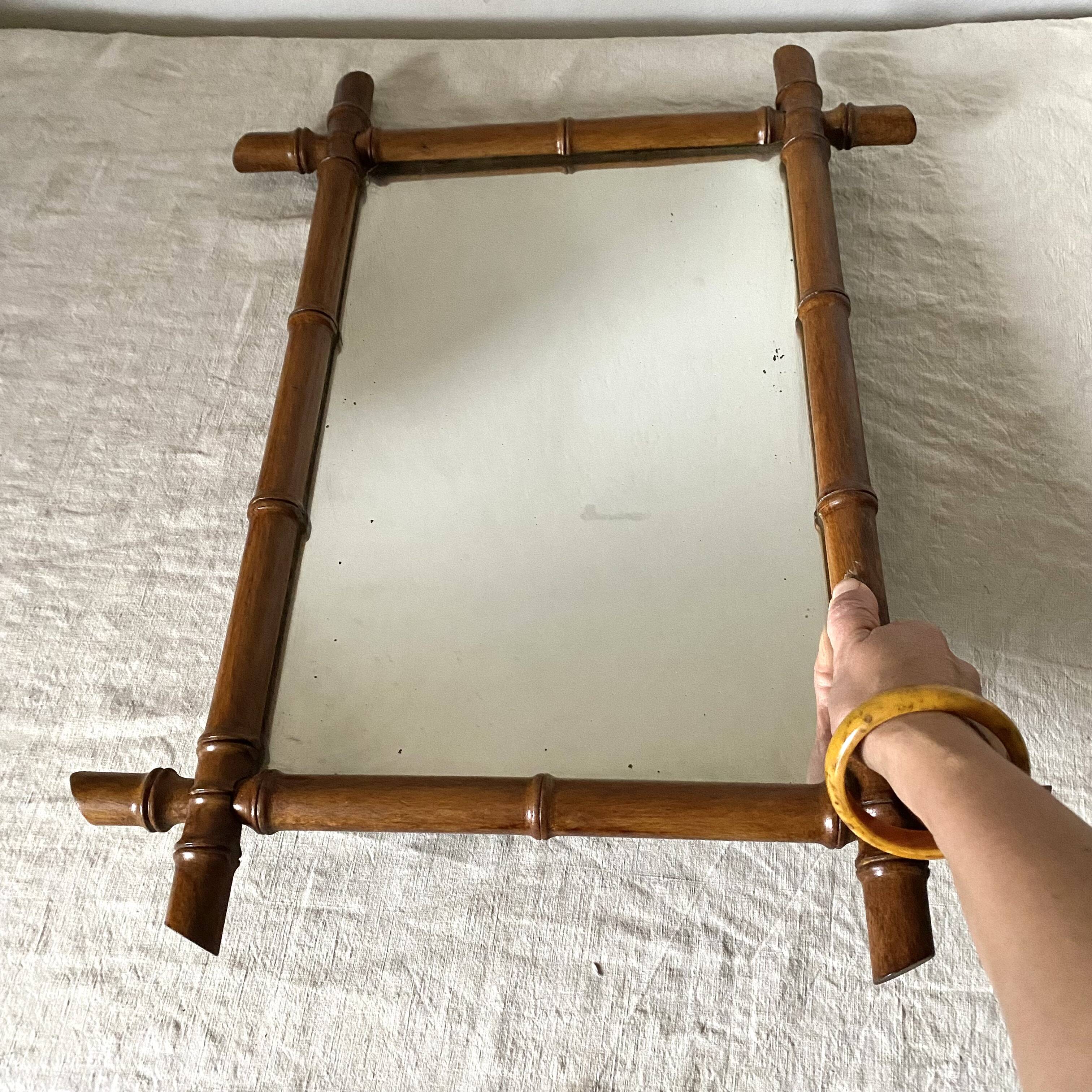 Antique wooden mirror turned bamboo style