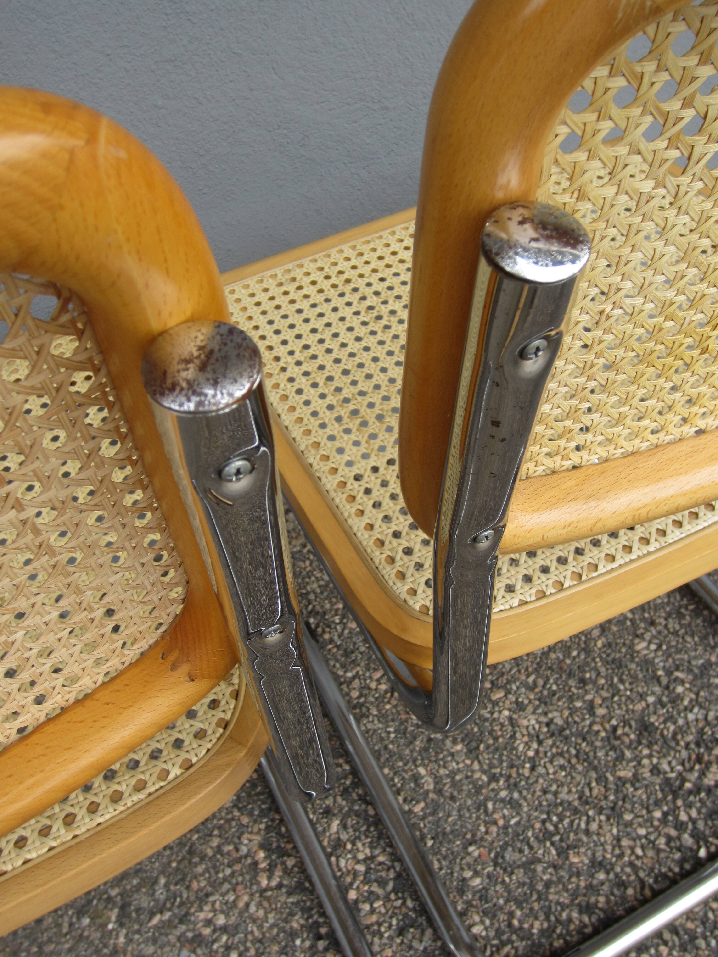 Pair of Cesca B32 Marcel Breuer chairs