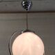 Suspension Art-déco en métal chromé et globe opaline - mid. XXeme