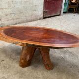 Table basse brutaliste bois massif