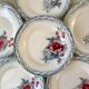 set of 6 flat plates Digoin Sarreguemines model "Lot" 30s