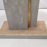 Travertine and brass lamp with original lampshades