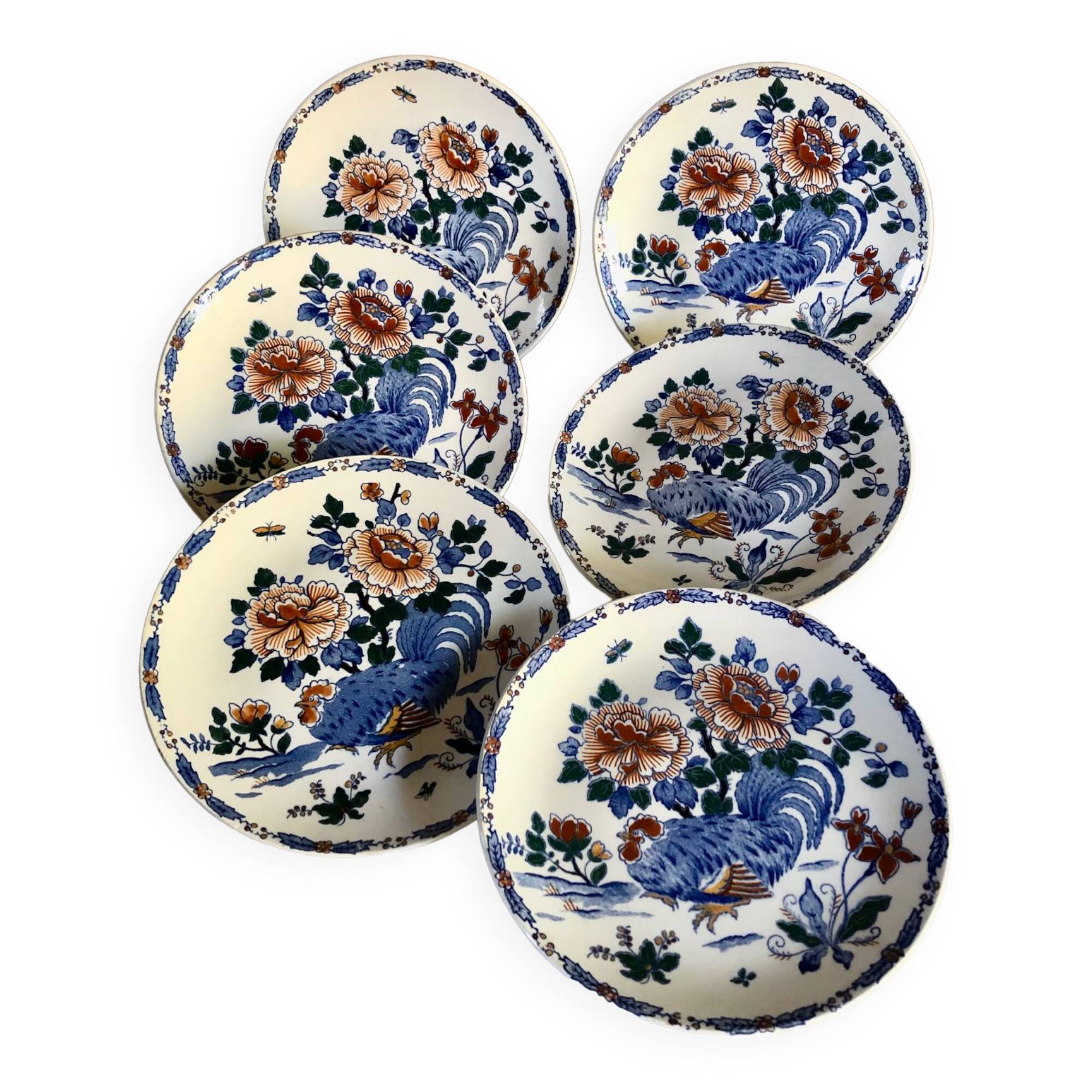 Lot de 6 assiettes à dessert Gien 1938 1960