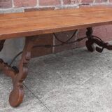 Table espagnole pieds lyre en chêne (19ème siècle)