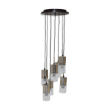 Vintage waterfall chandelier, 7 chrome and glass