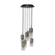 Lustre cascade, 7 suspensions en chrome et verre