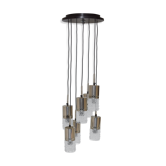 Vintage waterfall chandelier, 7 chrome and glass