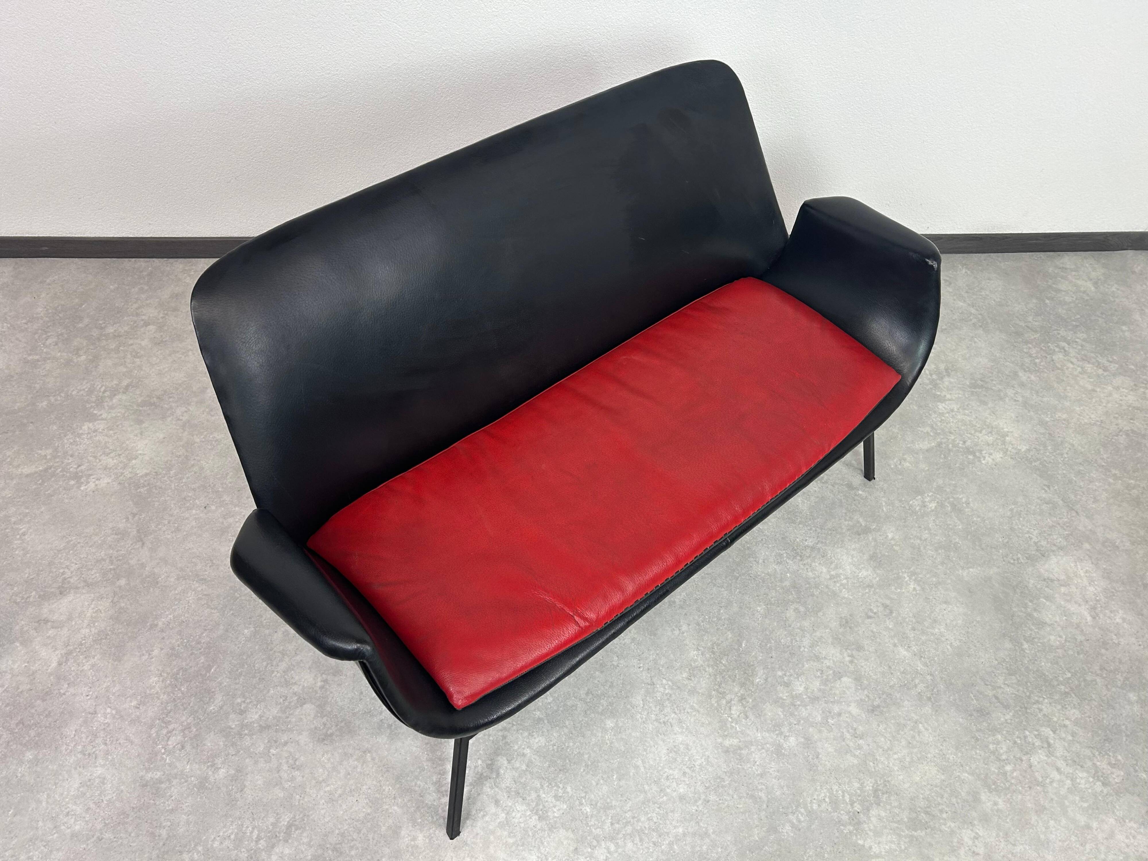 Mid-century leather seating group attributed to Gastone Rinaldi.