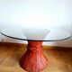 Maugrion Roche Bobois prestige rattan wheat ear table 1980