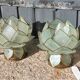 Pair of designer table lamps in turquoise blue green capiz mother-of-pearl from the 70s