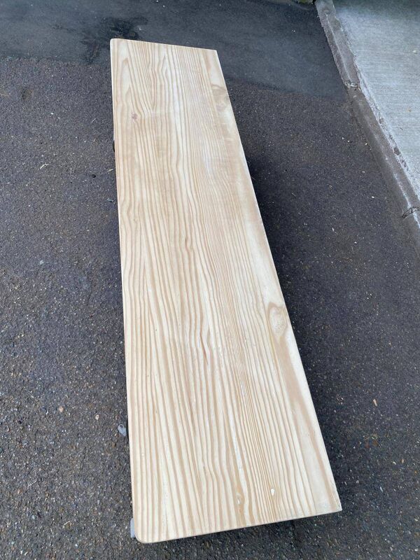 Meuble TV scandinave campagne chic en bois massif blanc et naturel 160cm