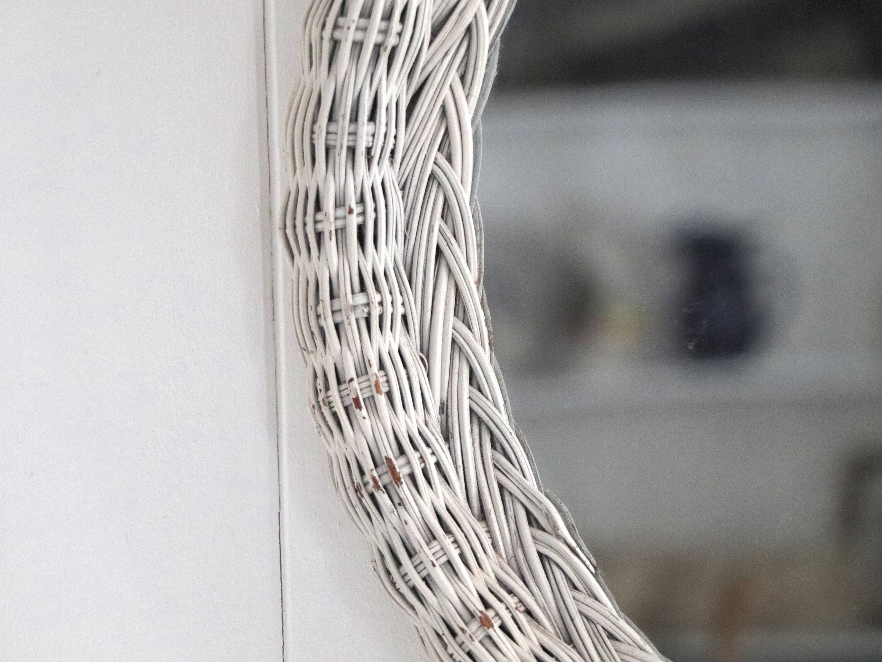 Round wicker mirror, 20th century