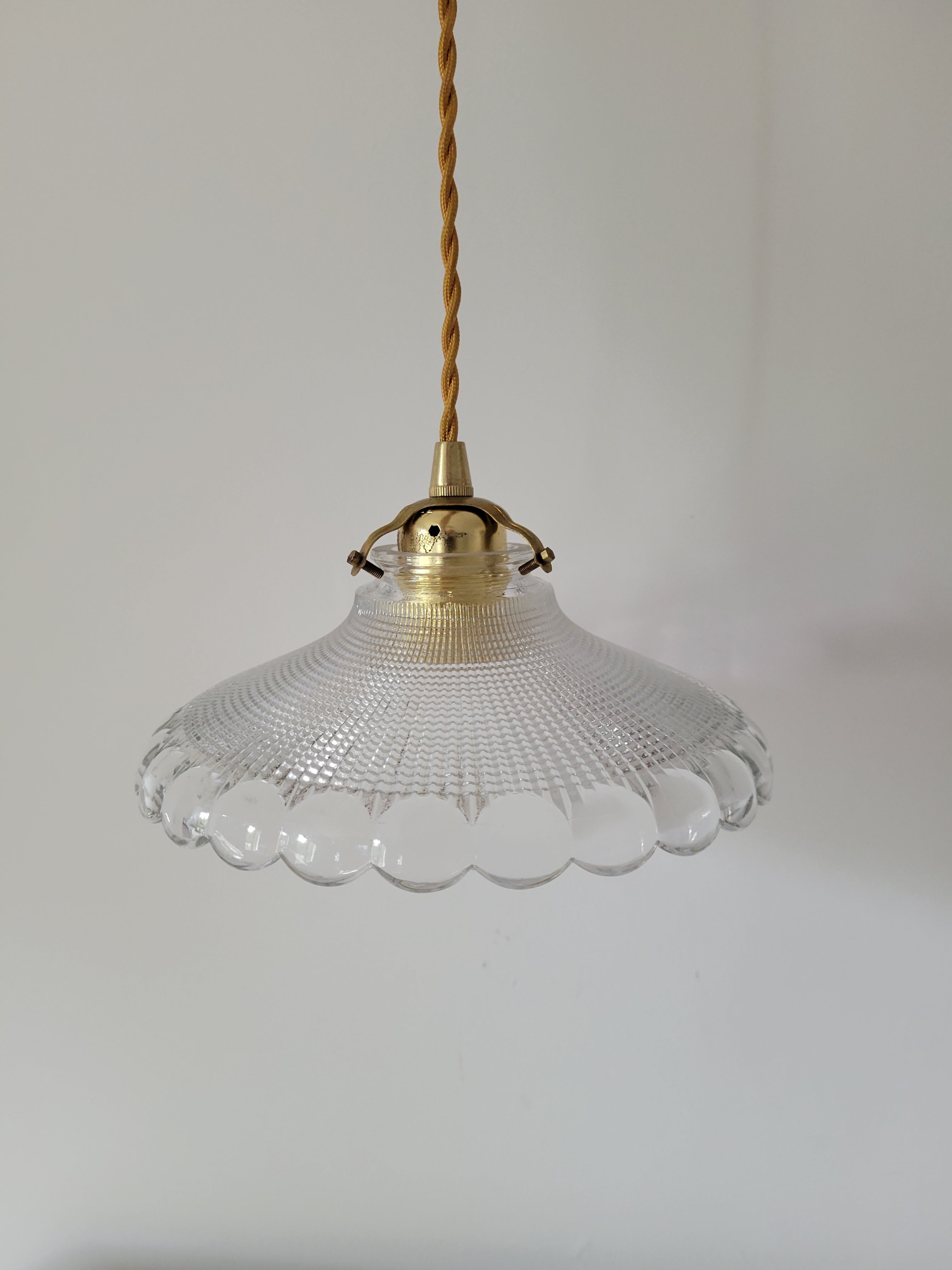 Holophane glass pendant lamp