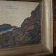 French vintage original oil painting on board, unsigned coastal mountain la