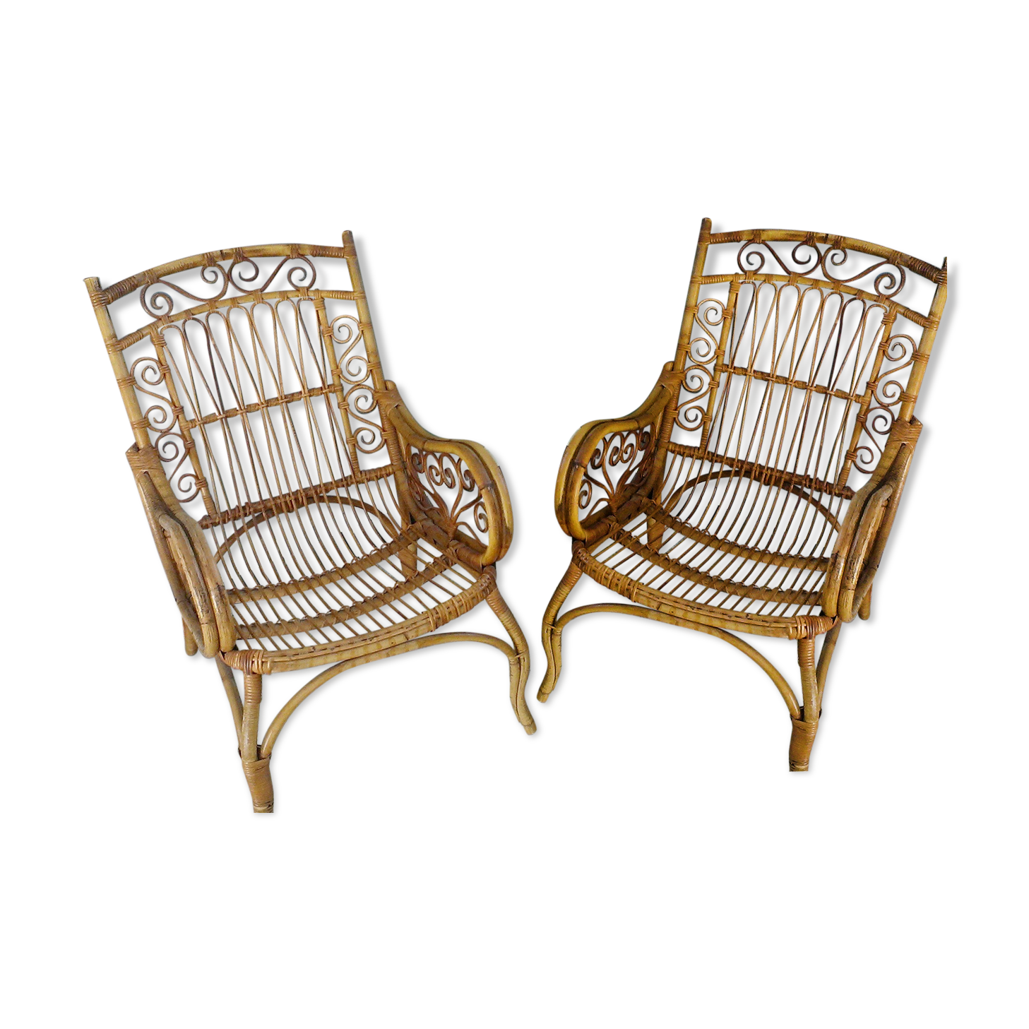 Pair of vintage rattan chairs