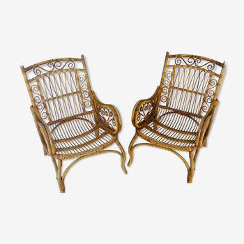 Pair of vintage rattan chairs