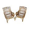 Paire de fauteuils rotin vintage