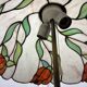 Perenz Tiffany style stained glass table lamp, brass, signed