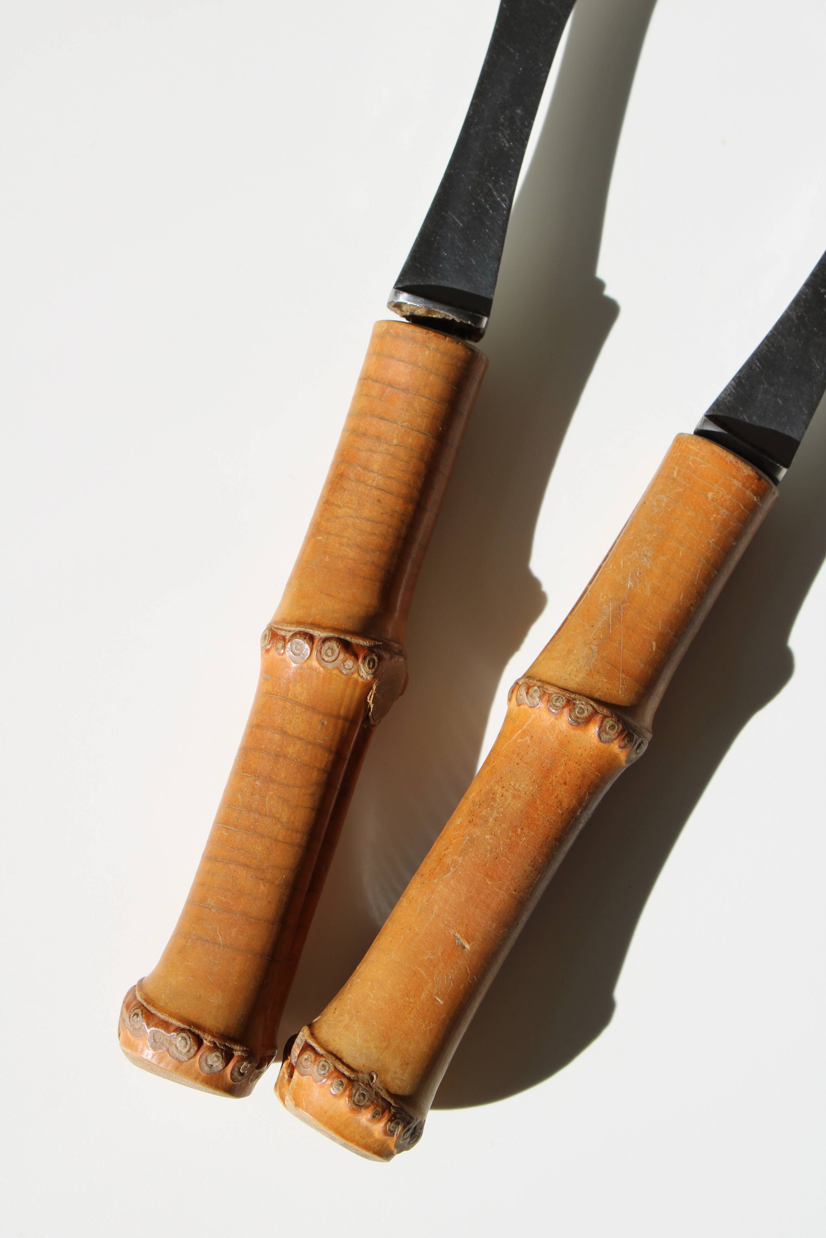 Vintage bamboo salad cutlery