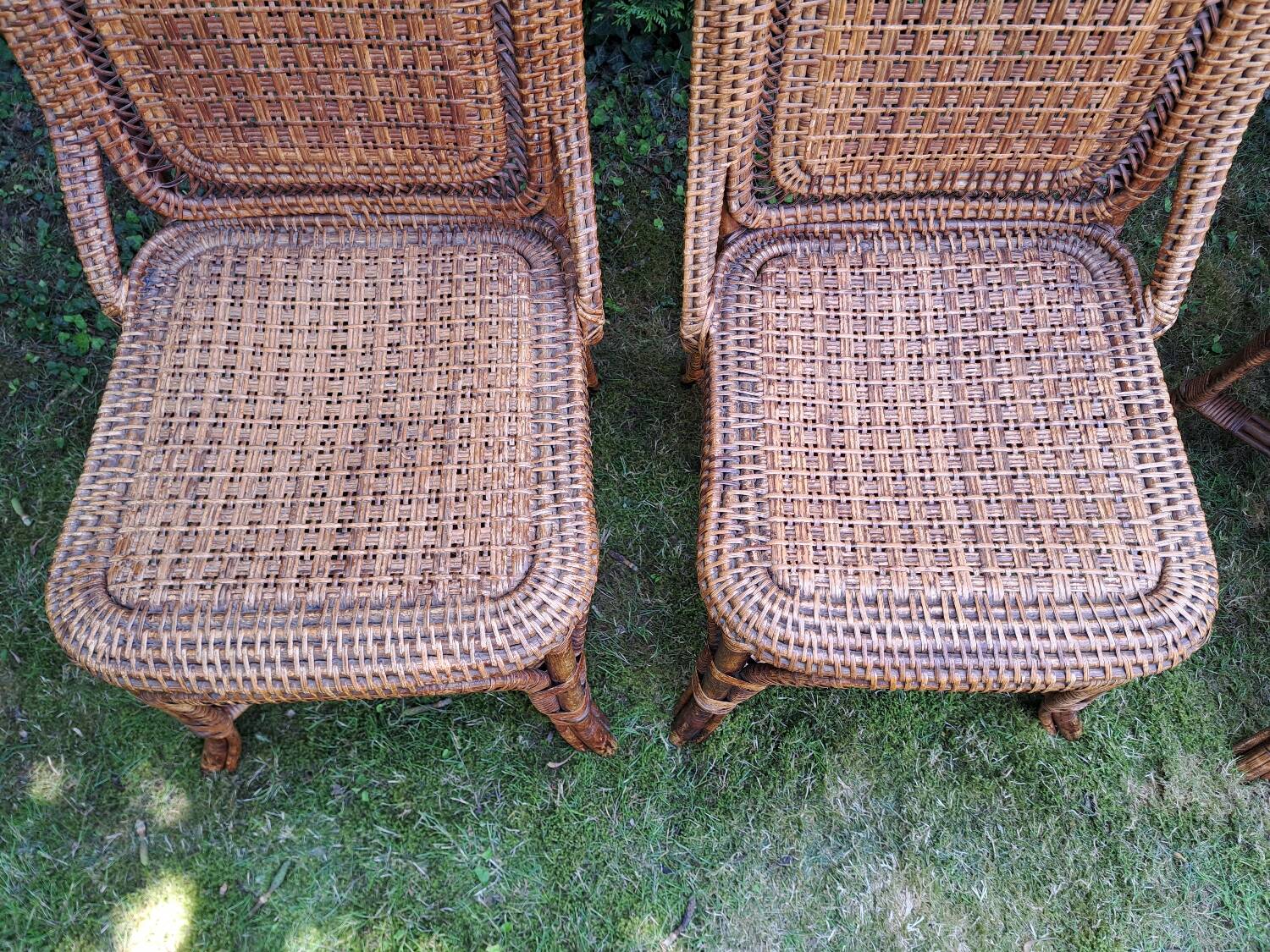 4 chaises Perret et Vibert en bambou et rotin