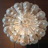 Round ceiling lamp in bubbled glass vintage 60s-70s