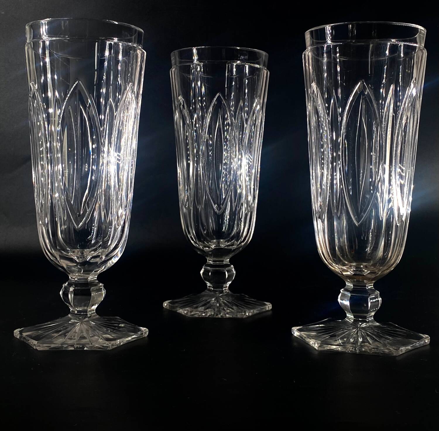 3 baccarat giant glasses 280ml m.à feuilles