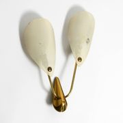 Mid Century Modern brass wall lamp with perforated metal sheet lampshades