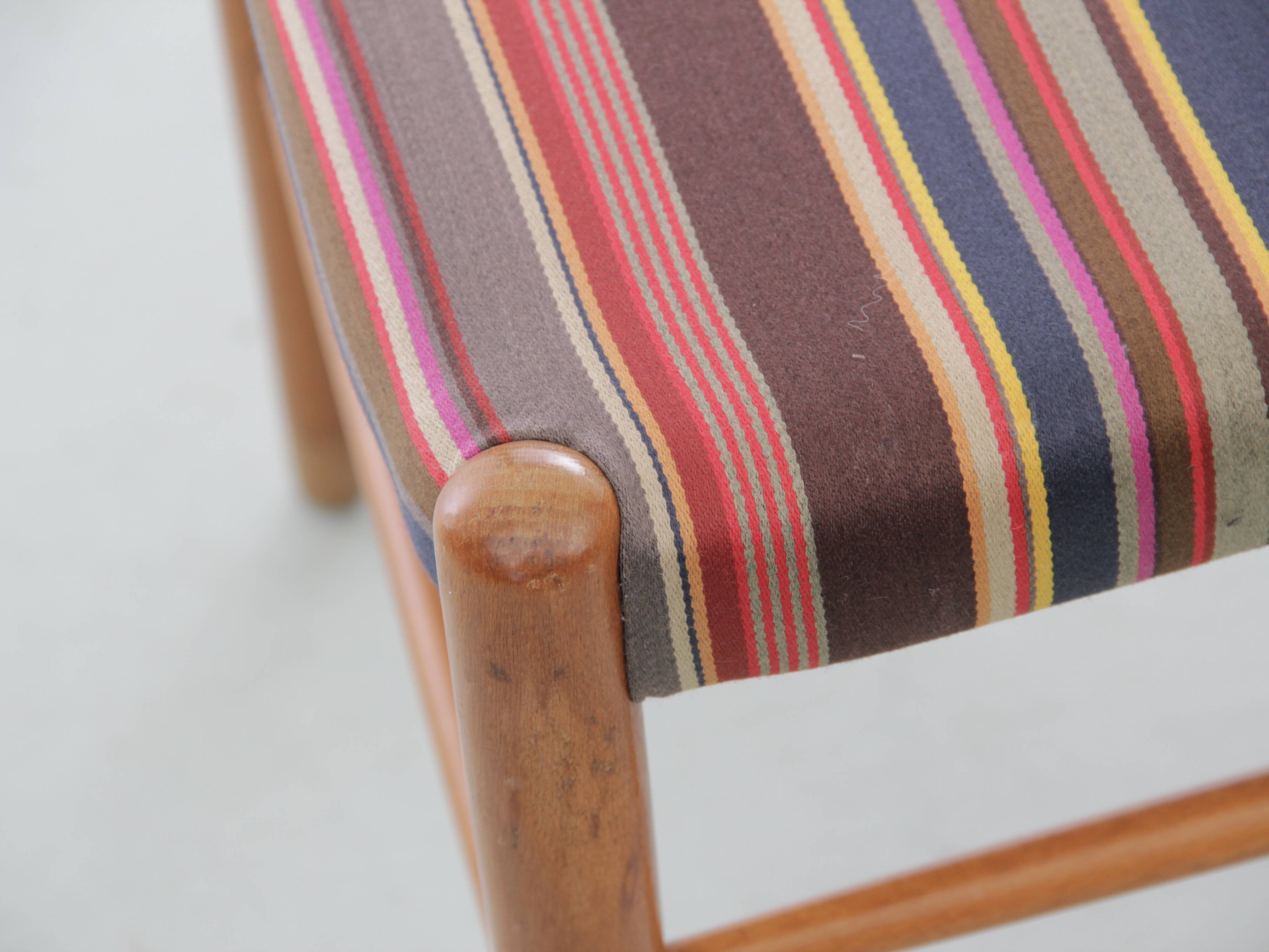 Set of 4 Scandinavian chairs by Yngve Ekstrom, Paul Smith fabric