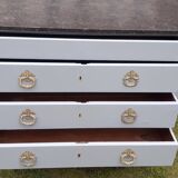 Commode 4 tiroirs ancienne gris gustave 3 marbre gris foncé