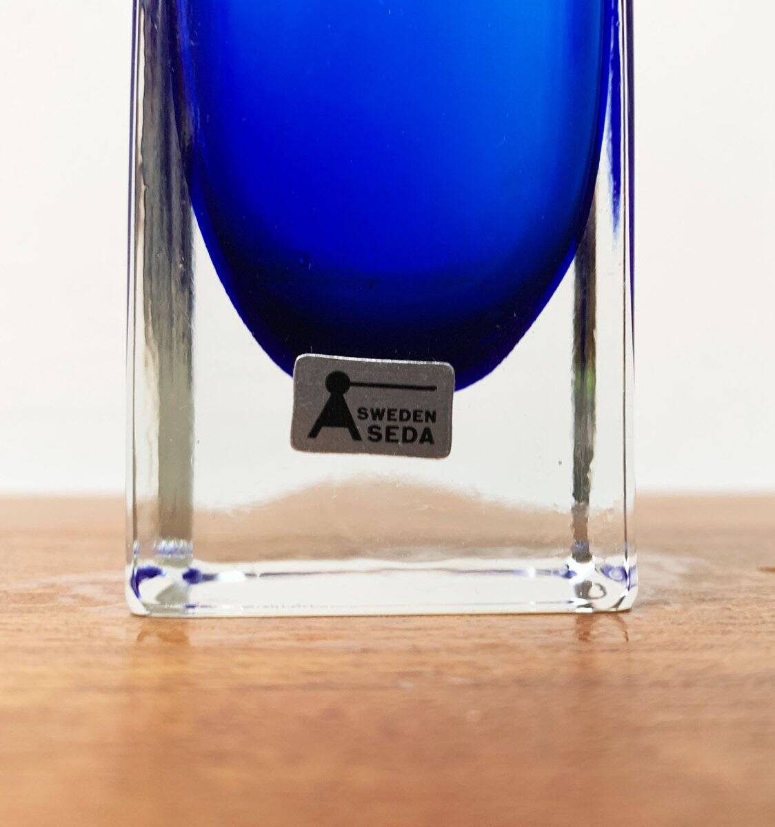 Swedish glass block vase from the mid-century by Aseda Sweden, 1960s.
