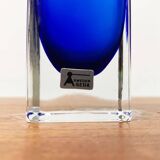 Swedish glass block vase from the mid-century by Aseda Sweden, 1960s.