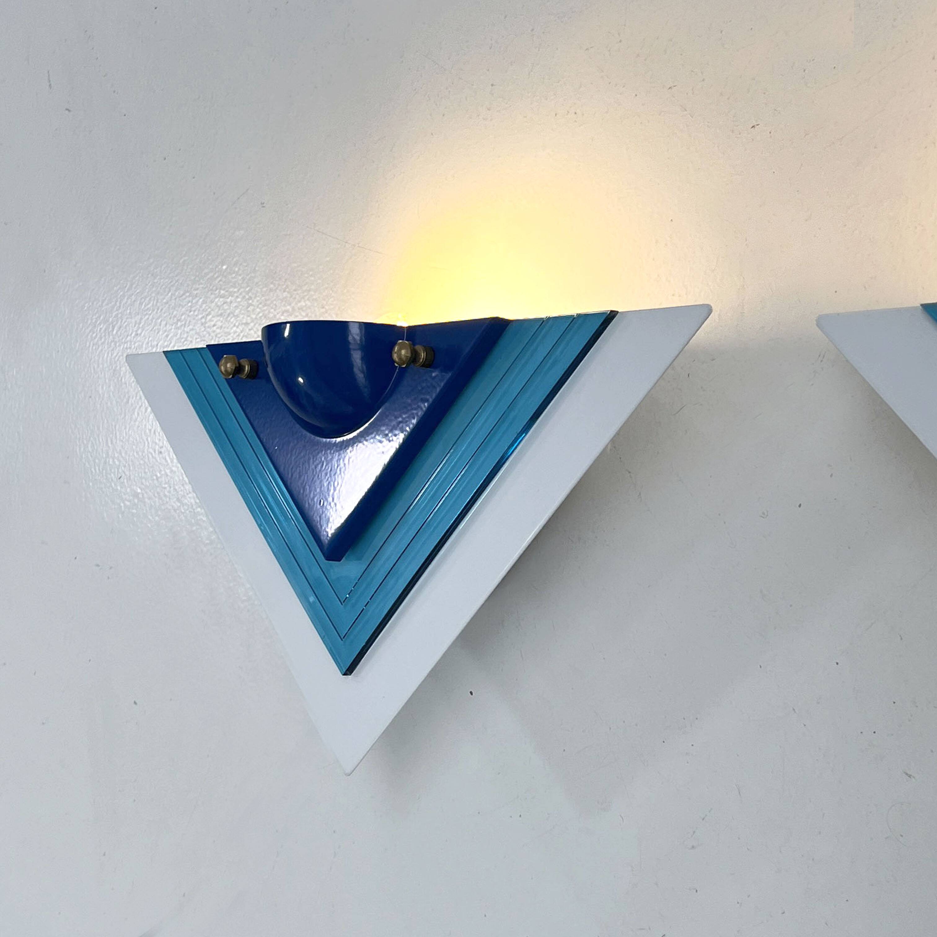 Paire d'appliques postmodernes bleues, 1980