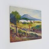 Oil on wood by Riccardo Capone Procession 50s 60s