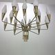 Italian mid-century modern brass and opaline glass chandelier, 1960