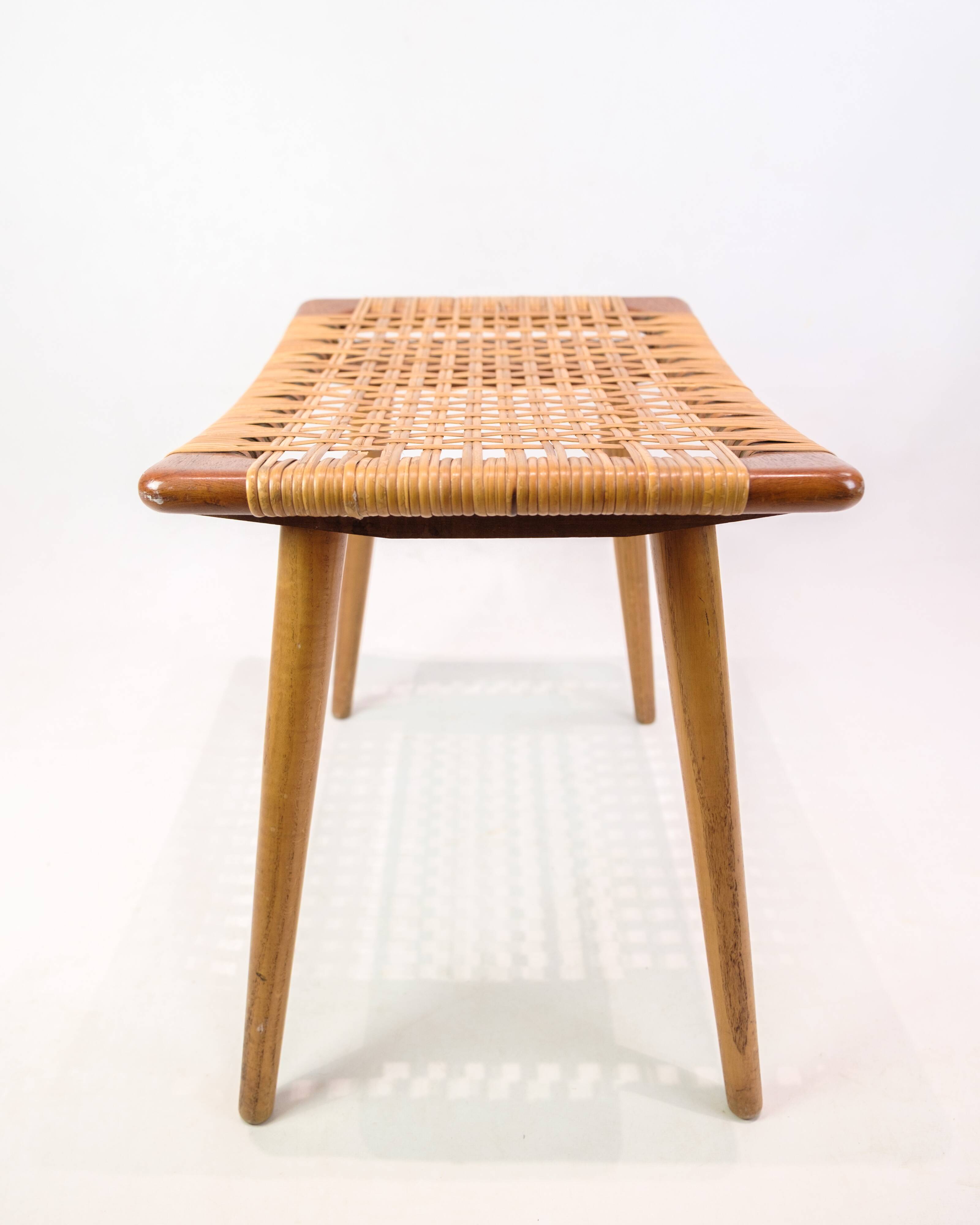 Stool - Teak - Cane weave - Danish design - 1960s.