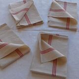 4 tea towels, rustic canvas, bistres.