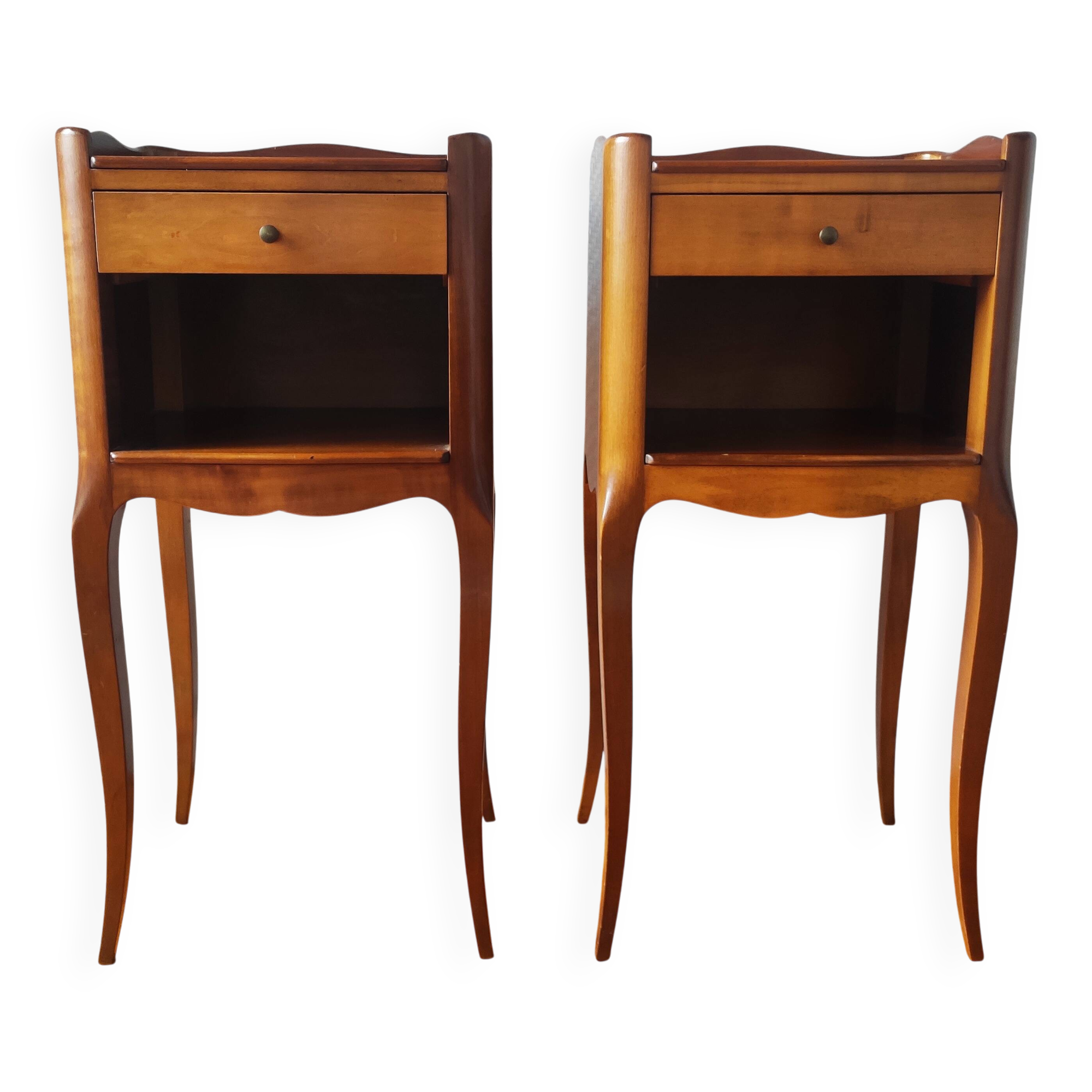 Pair of wooden bedside tables in Louis XV style