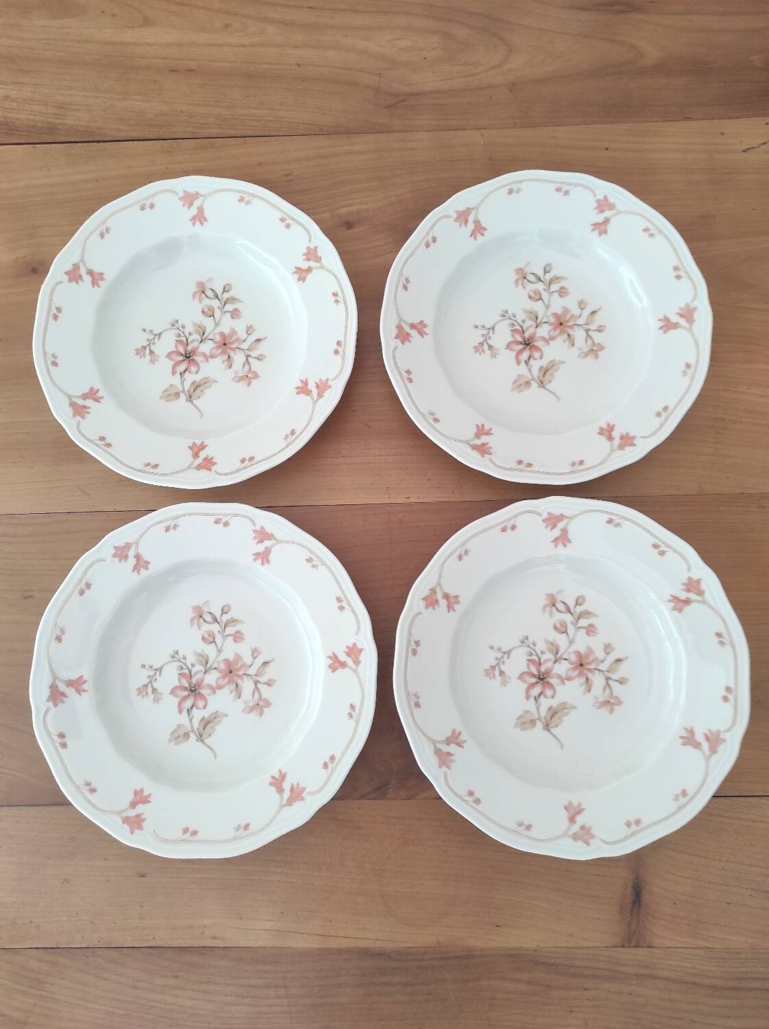 Set of 4 Limoges porcelain soup plates