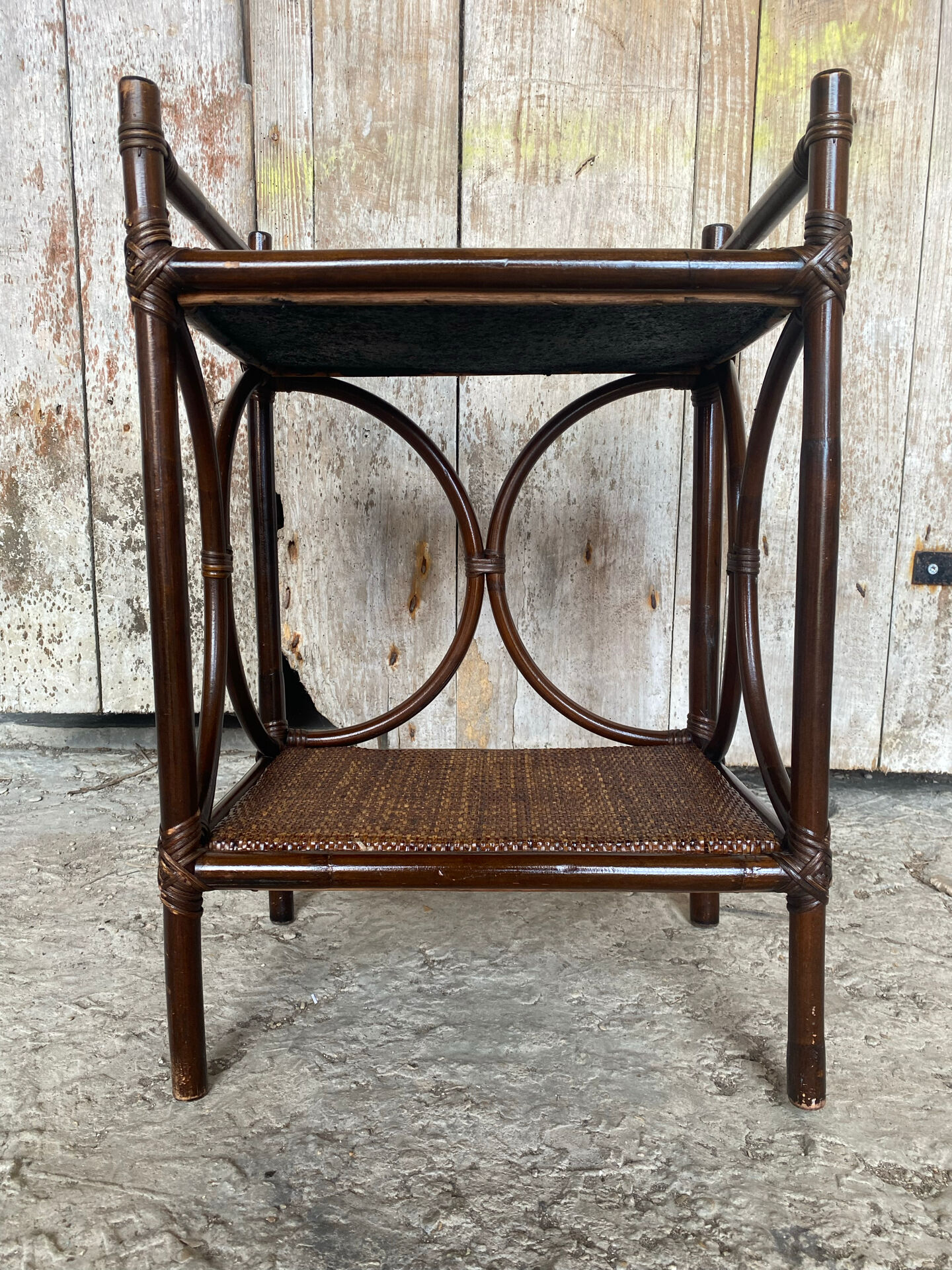 Vintage Rattan Bedside Table #E092