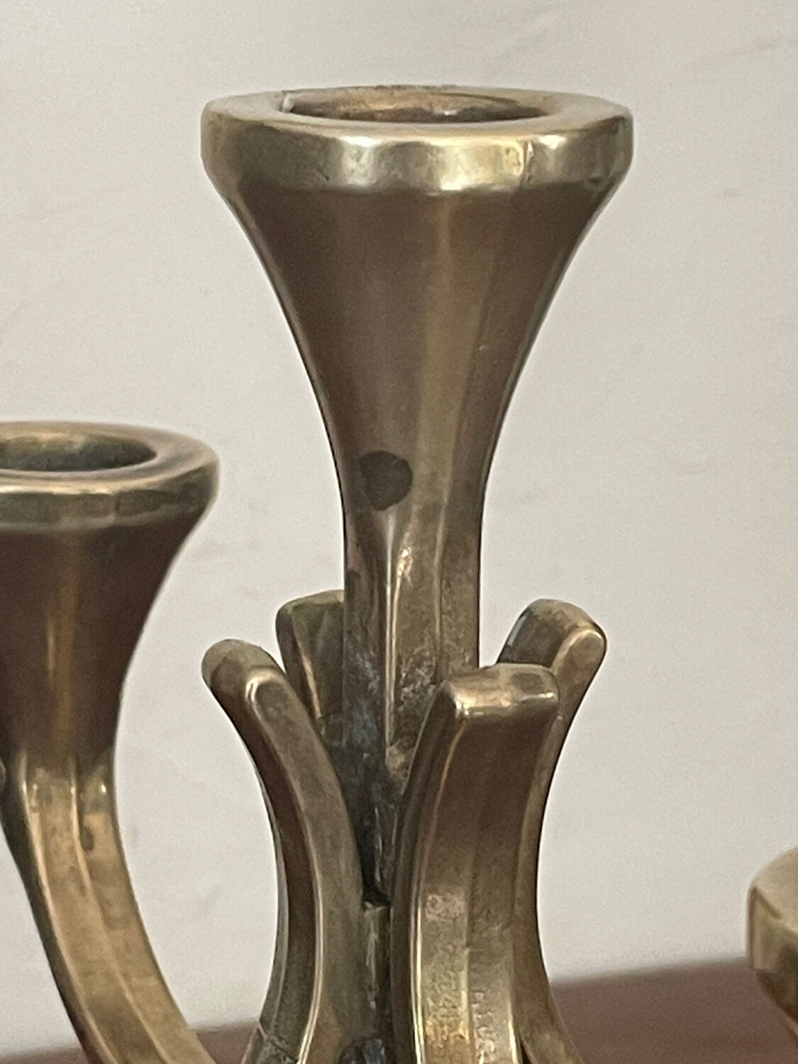 Brutalist solid brass candlestick