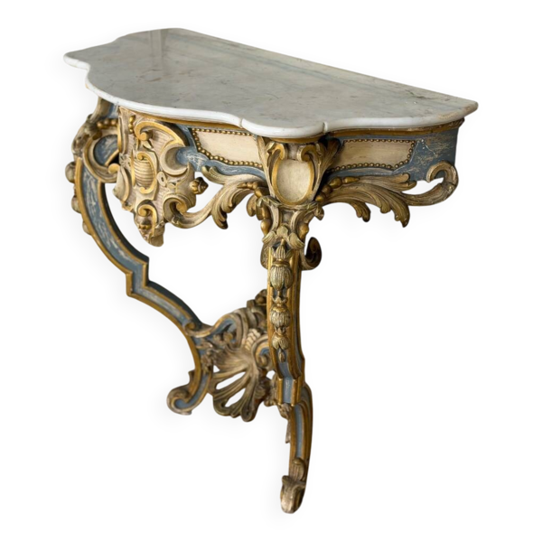 Console de style Louis XV en bois polychrome, vers 1880