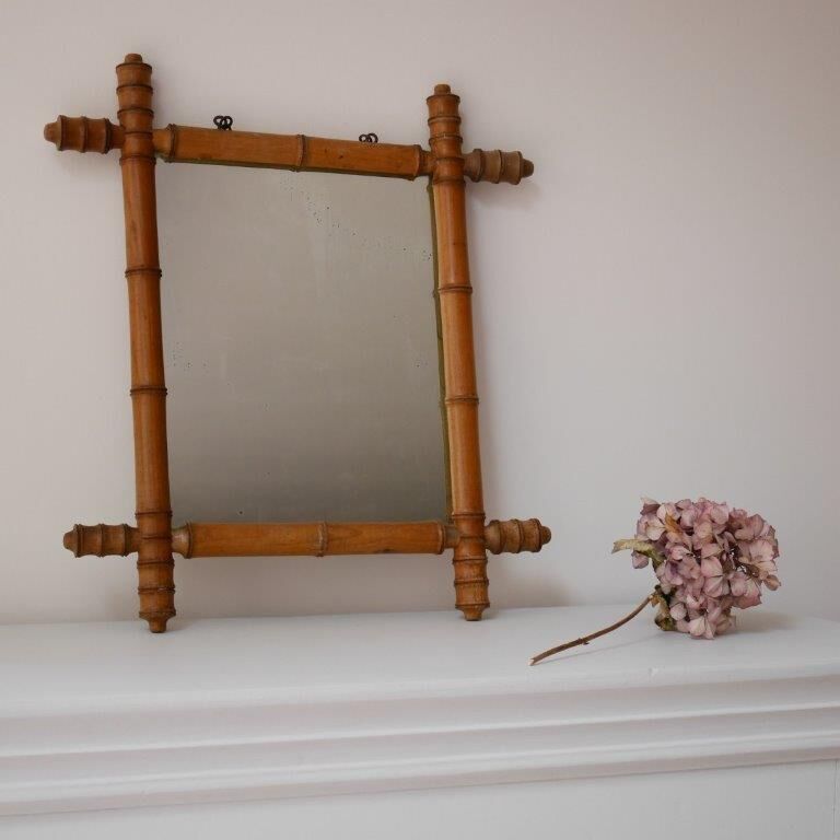 Bamboo-style wooden mirror