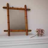 Bamboo-style wooden mirror