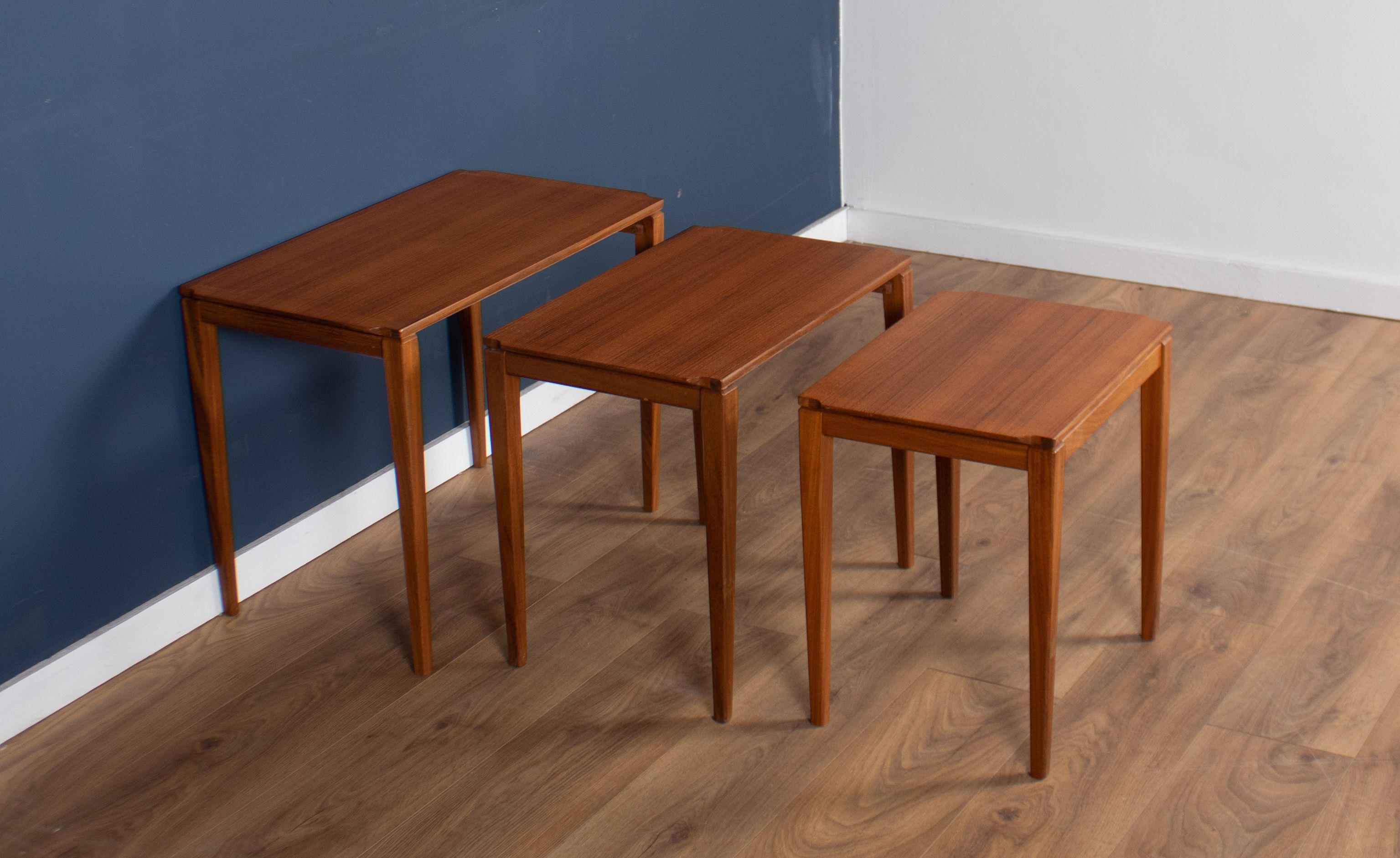 Retro teak 1960s midcentury gordon russell nest of tables in walnut & teak c.1960