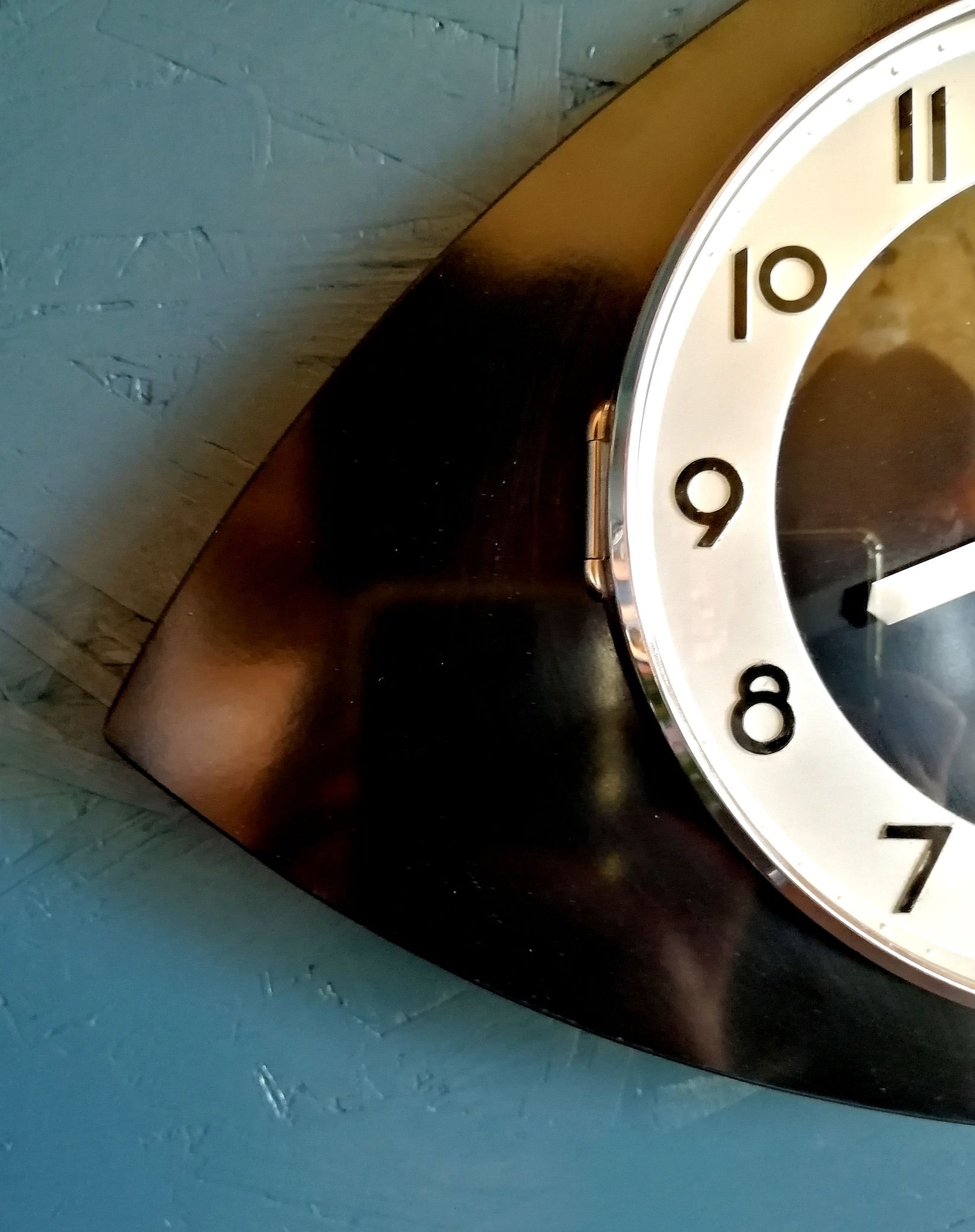 Vintage clock asymmetrical silent wall pendulum "Black Bayard"