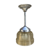 Suspension art deco verre moulé jaune  vintage