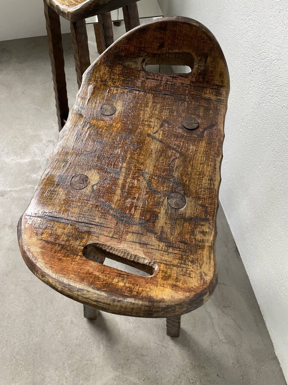 Pair of brutalist high stools