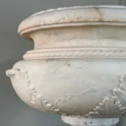 Neoclassical basin in white Carrara marble, Italy, late 18th to early 19th century.
