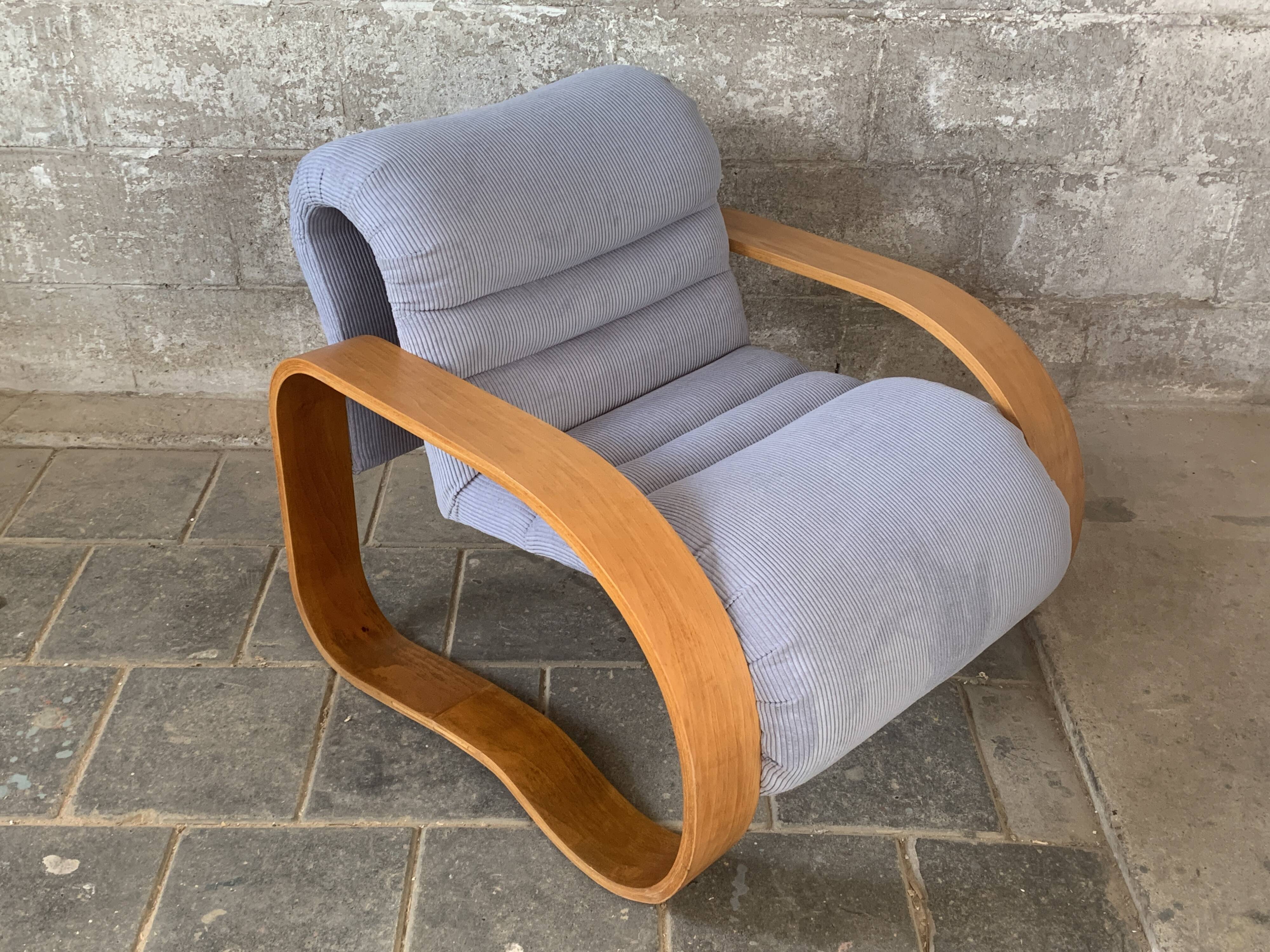 Midcentury modern curvy wavy lounge chair by Jan Bocan, Czech 1970s