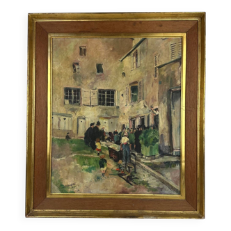 Vintage painting "The Auction"